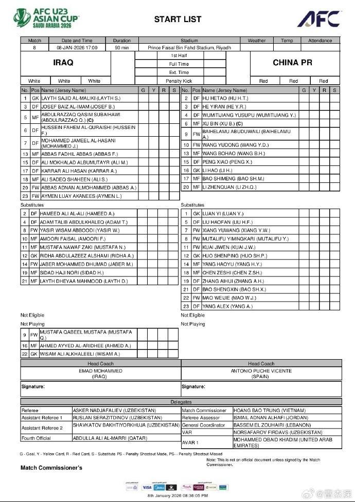 开云体育网址-记者：伊拉克U23还有两个主力不来了，今天上的第三门将