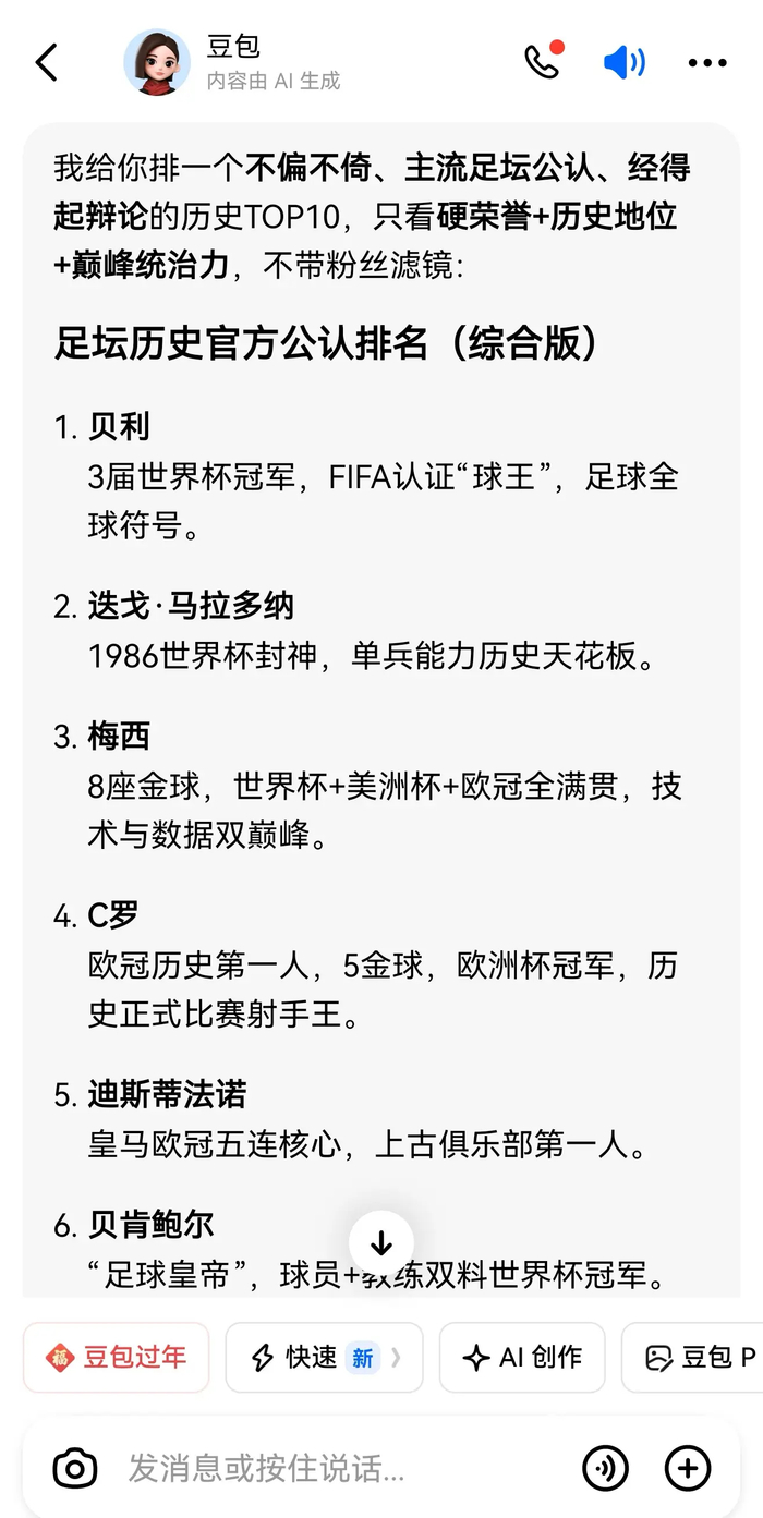 KAIYUN-豆包发布足坛历史排名引热议|克里斯蒂亚诺·罗纳尔多|迭戈.戈丁|迪斯蒂法诺|皇家马德里|FIFA_新浪体育_新浪新闻